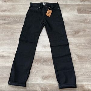 NWT Tellason Japanese Black Selvedge Denim Blubaugh Slim Straight Jeans 32x35